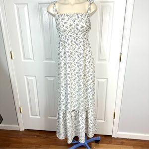 Forever 21 dress FLORAL long Flowy prairie dress white lilac green county S